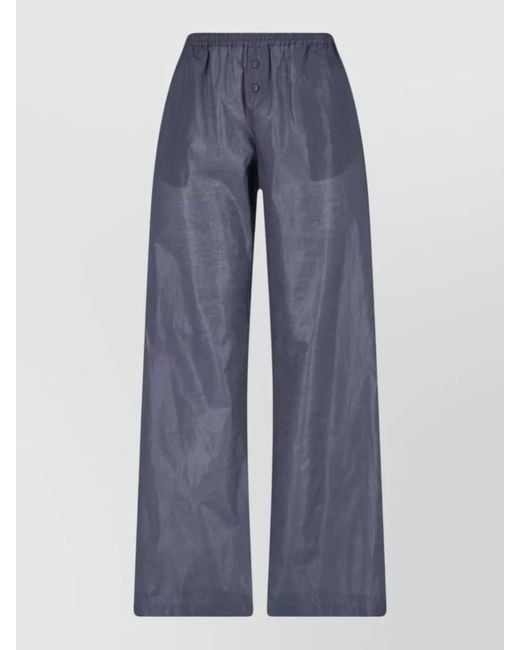 Paloma Wool Blue Straight Pants Button Detail Side Pocket