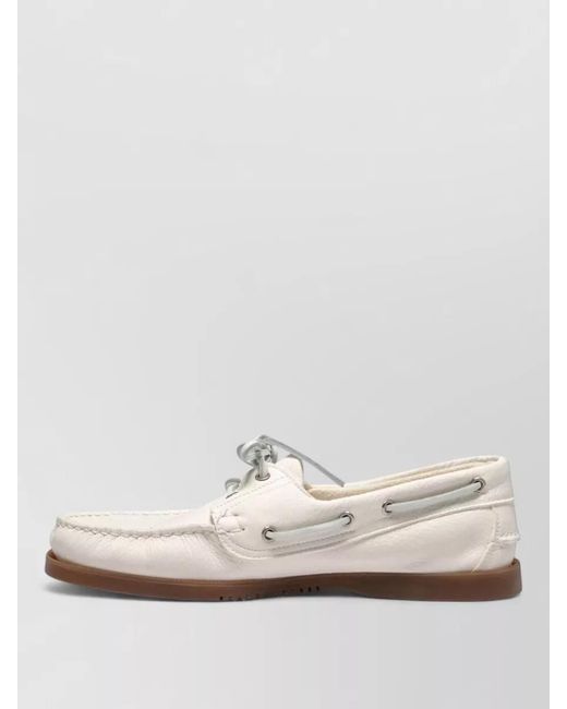Paraboot White Boat Shoes Low Top Silk Nylon Rubber for men