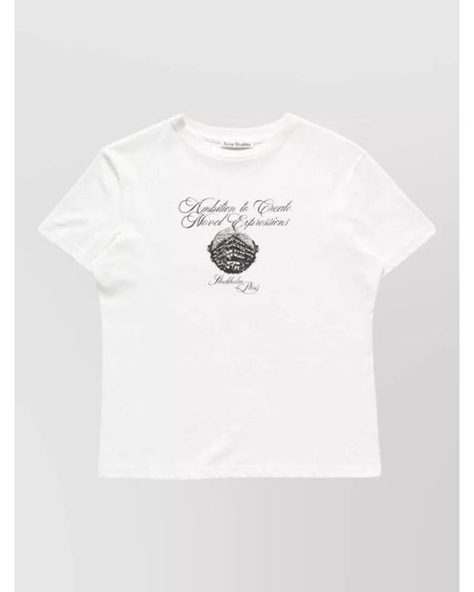 Acne White Short Sleeve Jersey Top Seasonal Graphic