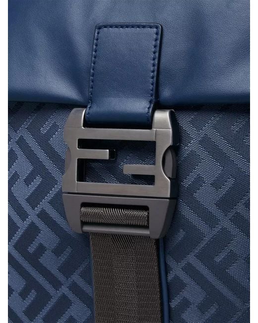 Fendi Blue Baguette Nylon Backpack
