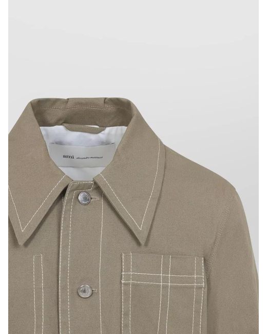 AMI Natural Cotton Buttoned Shirt Jacket for men