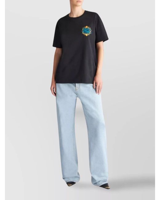 Etro Blue Embroidered Cotton Short-Sleeve T-Shirt