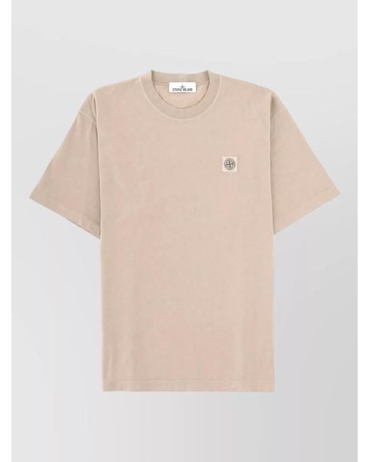 Stone Island Natural Logo Patch Short Sleeve Crew Neck T-Shirt for men