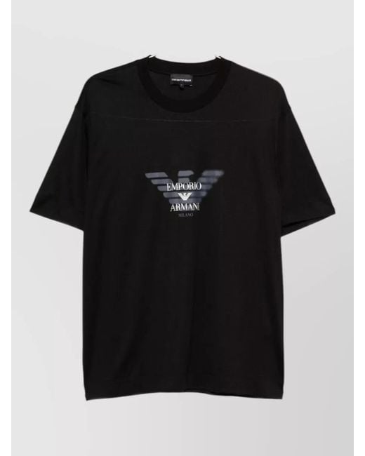 Emporio Armani Black Logo Front Crew Neck Regular T Shirt for men