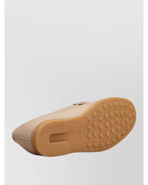 Tod's Natural Buckle Detail Grained Leather Loafers