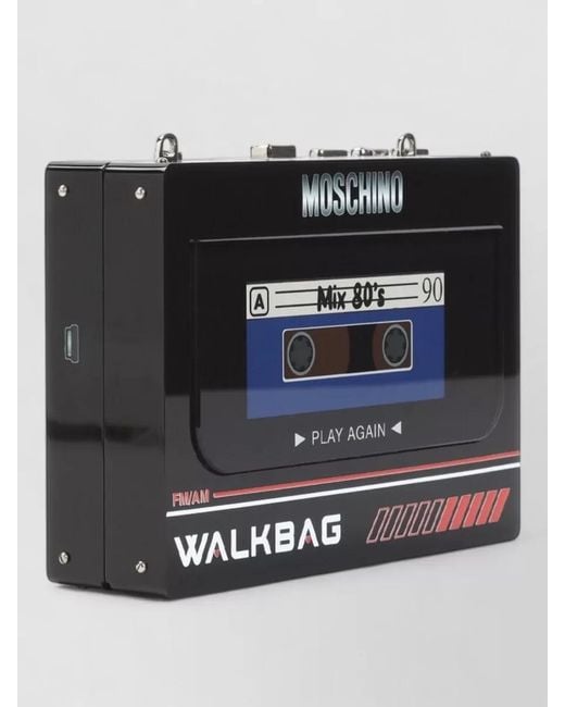 Moschino Black Retro Walkman Style Chain Handle Clutch
