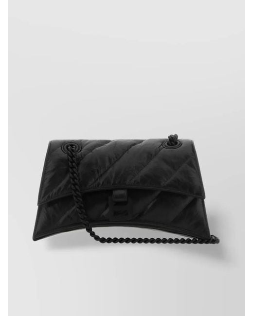 Balenciaga Black Crush Small Leather Quilted Shoulder Bag