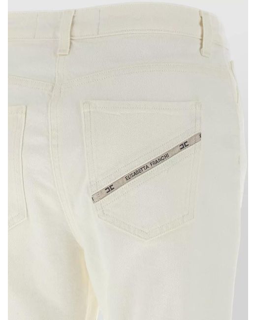 Elisabetta Franchi White Denim Straight-Leg Trousers
