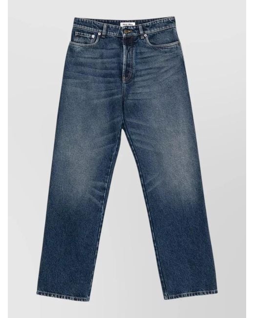 Miu Miu Blue High Waist Wide Leg Five Pocket Jeans