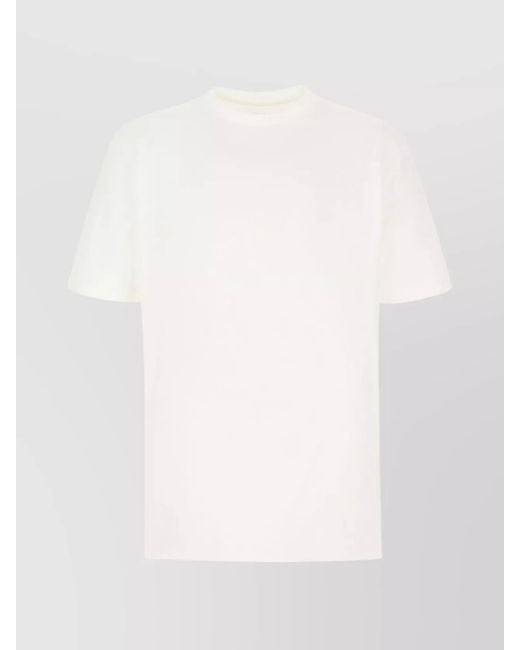 Jil Sander White Ribbed Cotton Logo Print T-Shirt for men