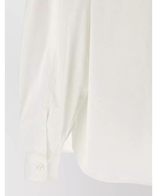 ROTATE BIRGER CHRISTENSEN White Shirt Featuring 3D Floral Accents Design