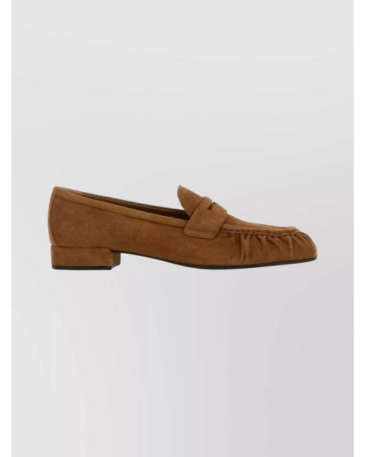 Prada Brown Camel Suede Loafers