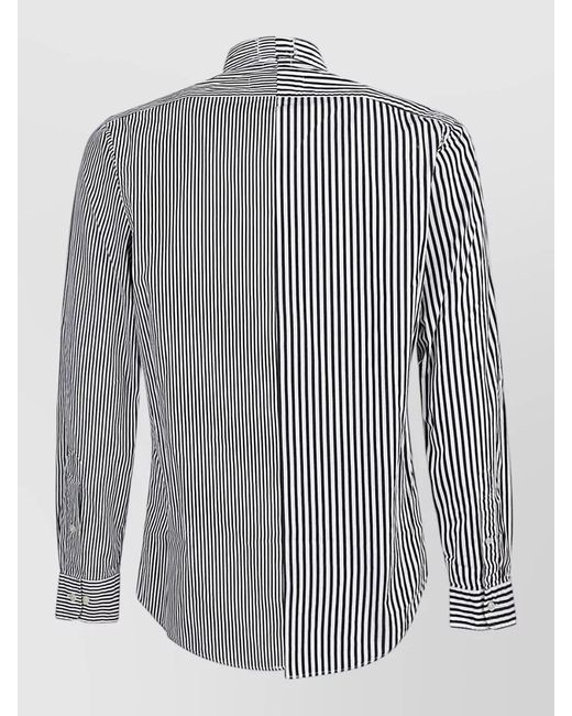 E.L.V. Denim Gray Striped Cotton Shirt Chest Pocket Sleeves