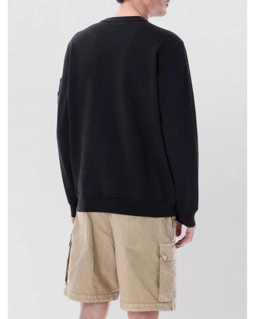 Stone Island Blue Crewneck T Shirt Military Sleeve Pocket for men
