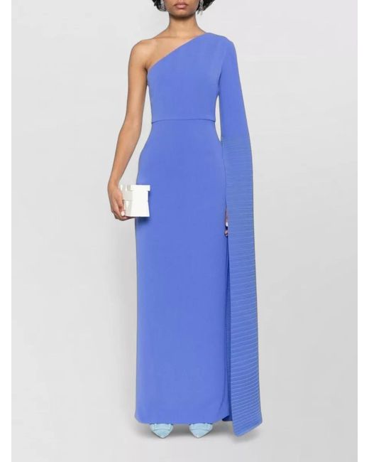 Solace London Blue Sylvia Asymmetric One Shoulder Maxi Dress