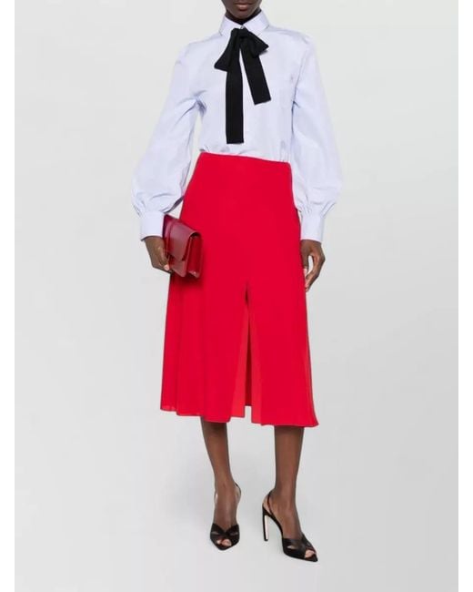 Valentino Garavani High Waist Flared Midi Skirt Slit