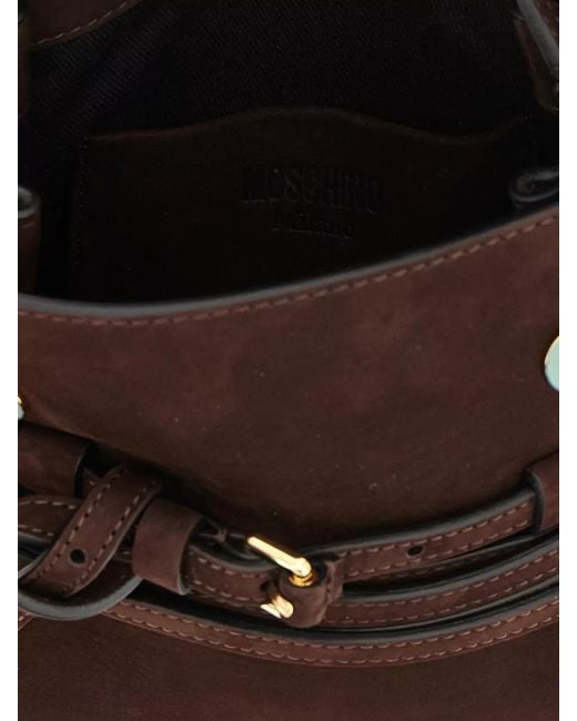 Moschino Black Tie Me Shoulder Bag Suede Buckle