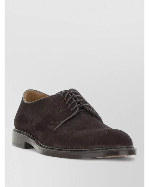 Doucal's Black Leather Derby Shoes for men