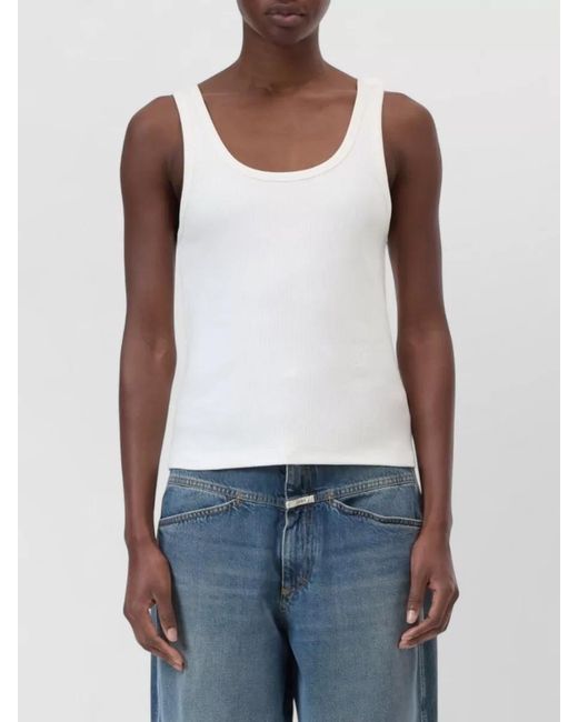 Closed White Ribbed Scoop Neck Cotton Tank Top