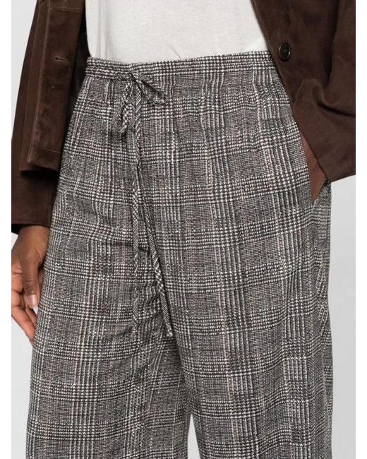 Ermanno Scervino Multicolor Checked Crystal-Embellished Wide-Leg Trousers