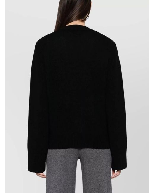 Lisa Yang Black Danni Drop Shoulder Cardigan With Ribbed Knit