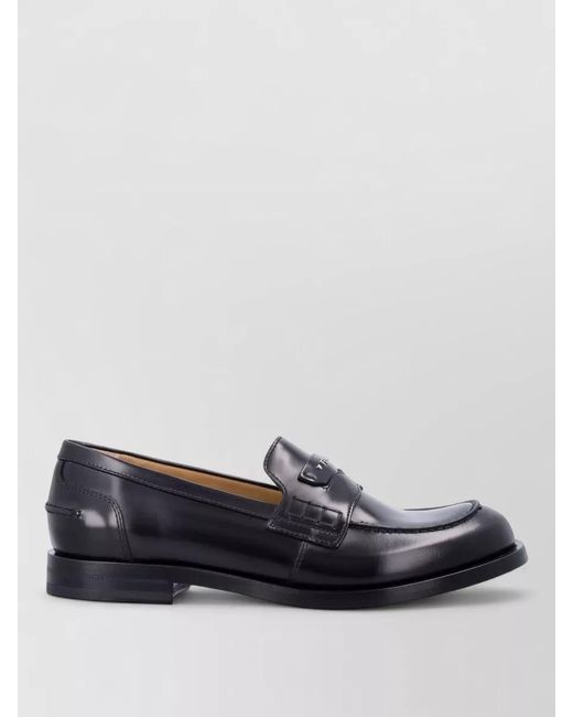 Fendi Gray Loafer Logo Round Toe Smooth Leather Stitching for men