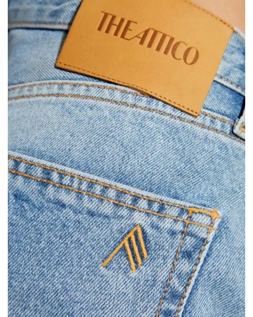 The Attico Blue Coated Straight-Leg Boyfriend Jeans