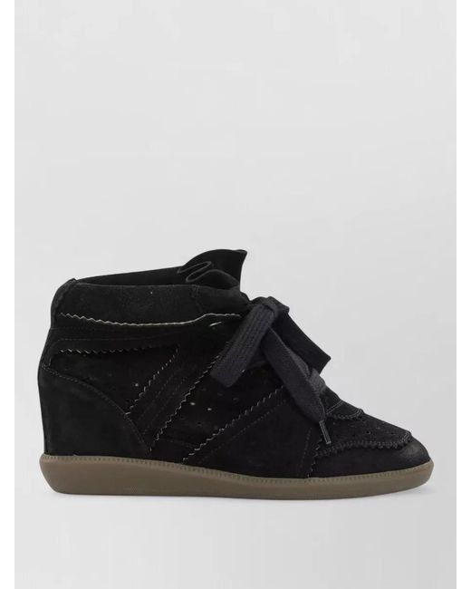 Isabel Marant Black Bobby Lace Up Wedge Heel Sneakers
