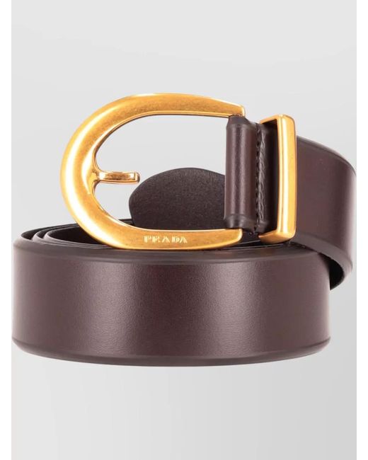 Prada Gray Leather Belt Adjustable Length Smooth Finish
