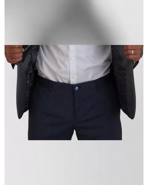 Dolce & Gabbana Blue Wool Silk Slim-Fit Blazer for men