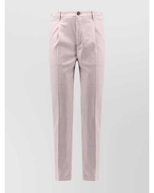 Incotex Pink Wool Trousers With Pleats And Pockets for men