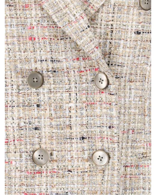 Lardini Natural Longline Tweed Blazer Button Detailing Lapels