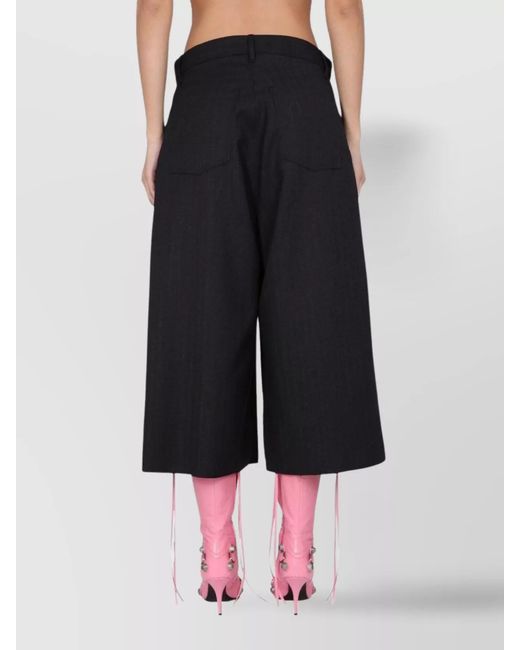 Balenciaga Black Wool Wide-Leg Trousers