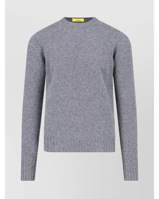 Drumohr Blue Lambswool Fine-Knit Slim-Fit Crewneck Jumper for men