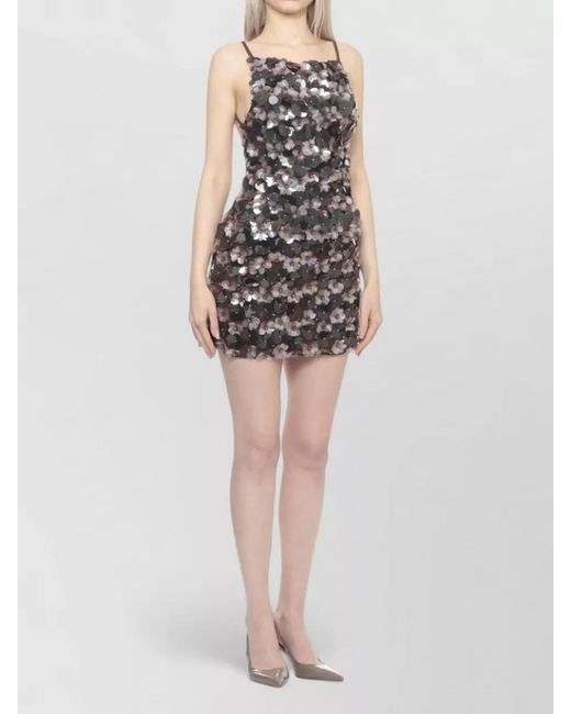 P.A.R.O.S.H. Multicolor Floral Sequin Mini Dress Bare Back