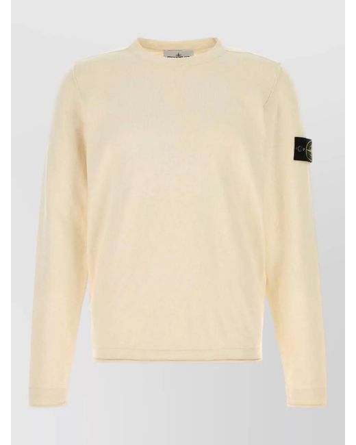 Stone Island Natural Cotton Blend Crew Neck Sweater Long Sleeves for men