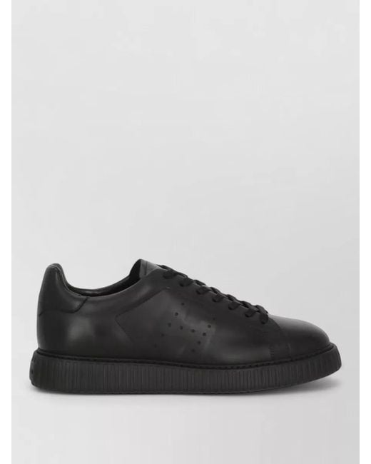 Hogan Black Calf Leather Low-Top Sneakers for men
