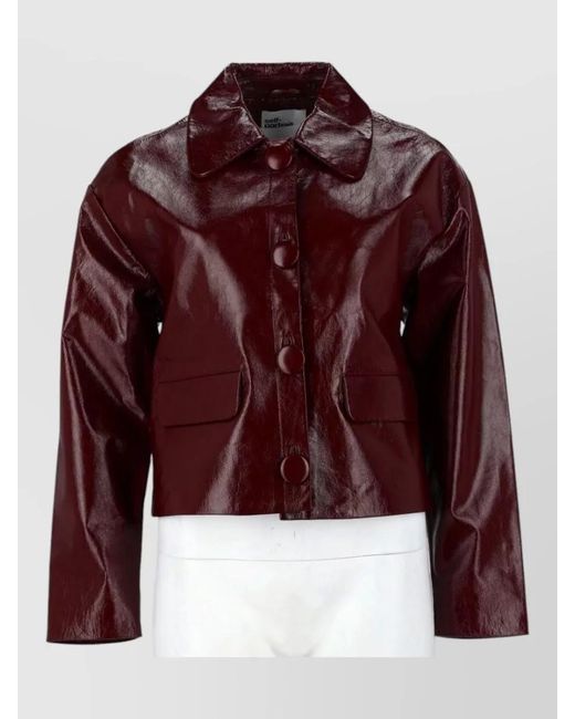 Self-Portrait Red Leather Single-Breasted Coat