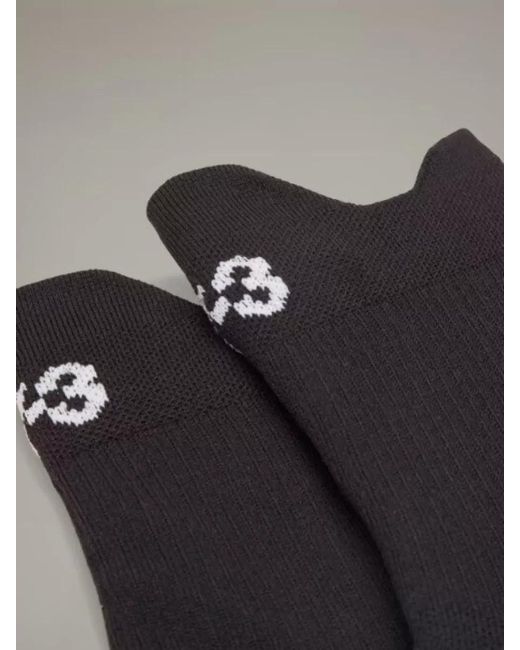 Y-3 Black Y 3 Ankle Length Ribbed Socks