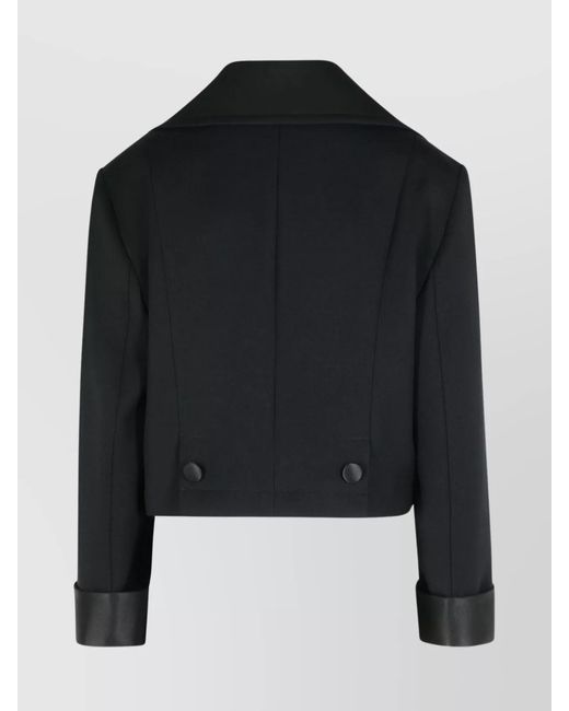 Dolce & Gabbana Black Wool Silk Double-Breasted Cropped Jacket