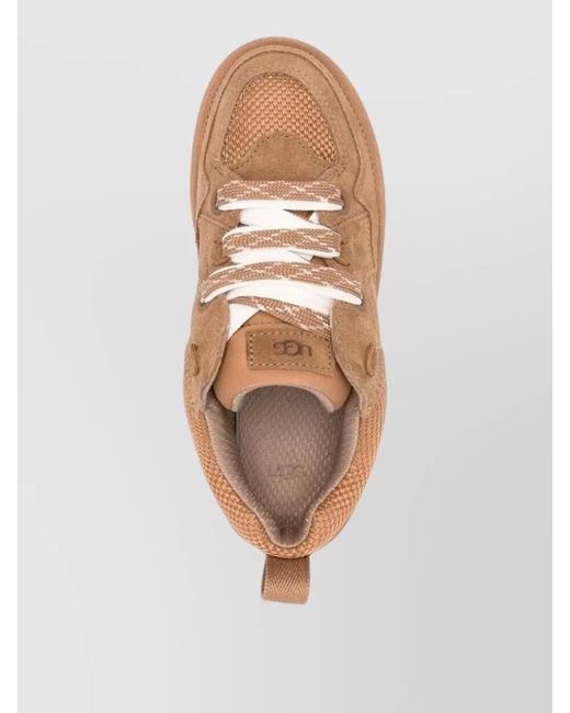 Ugg Natural Lace Up Suede Sneakers Pull Tab