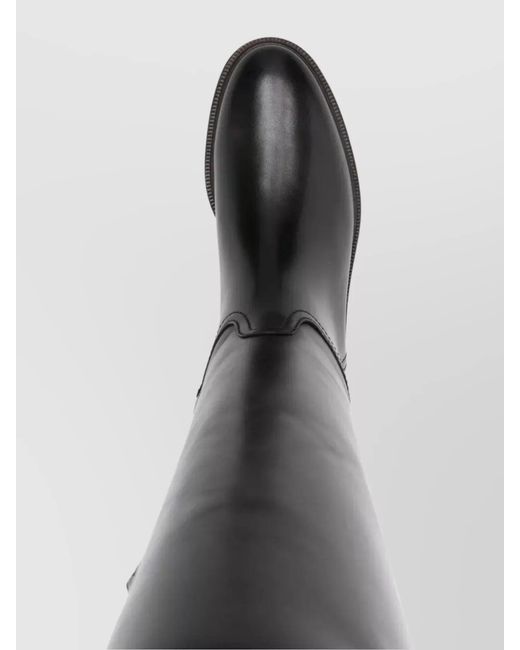 Brunello Cucinelli Black Leather Knee-High Riding Boots