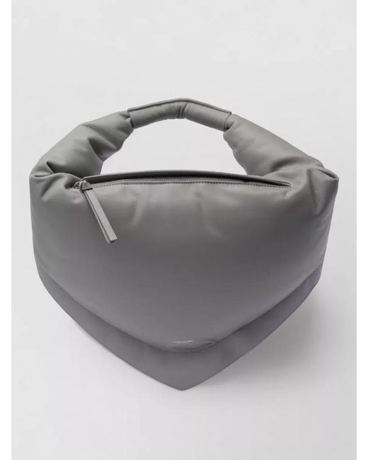 FEDERICO CINA Gray Leather Padded Tote Bag