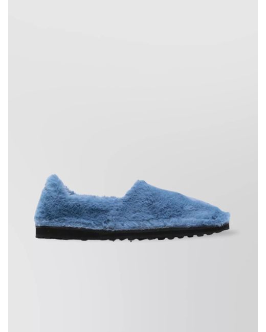 Marni Blue Slip-On Loafers With Faux Fur Texture for men