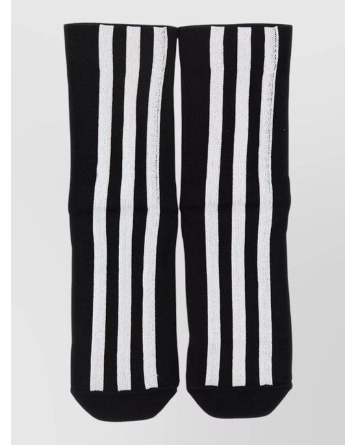 Y-3 Black Ribbed Socks Featuring Contrasting Stripe Pattern