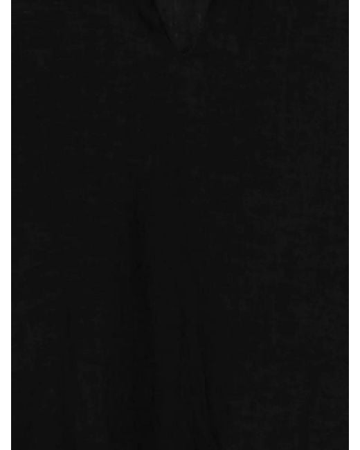 120% Lino Black Linen Kaftan Dress Loose Silhouette