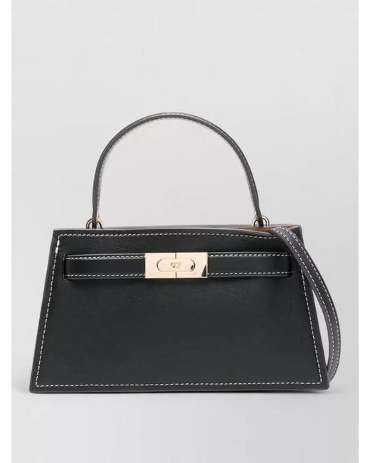 Tory Burch Black Lee Radziwill Mini Leather Top Handle Bag