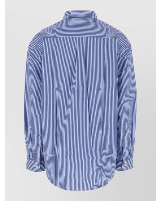 Sporty & Rich Blue Striped Poplin Shirt Chest Pocket Long Sleeves for men