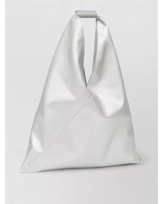 MM6 by Maison Margiela White Japanese Inspired Metallic Tote Bag