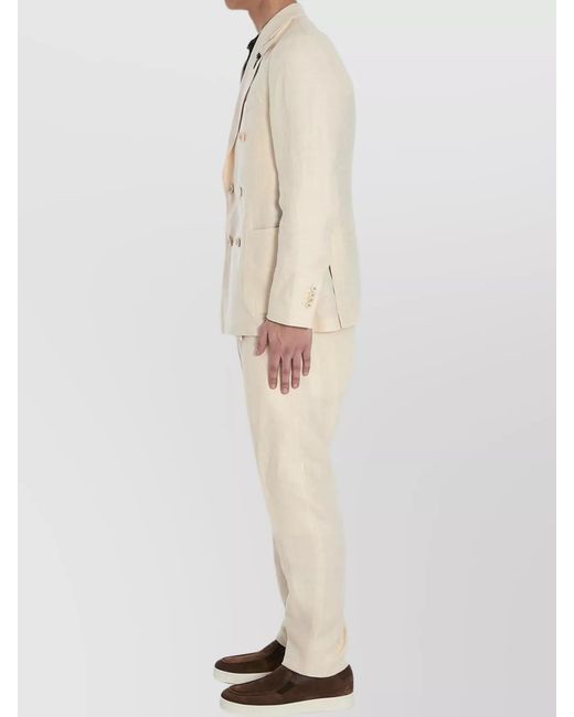 Lardini Natural Linen Double-Breasted Two-Piece Suit for men